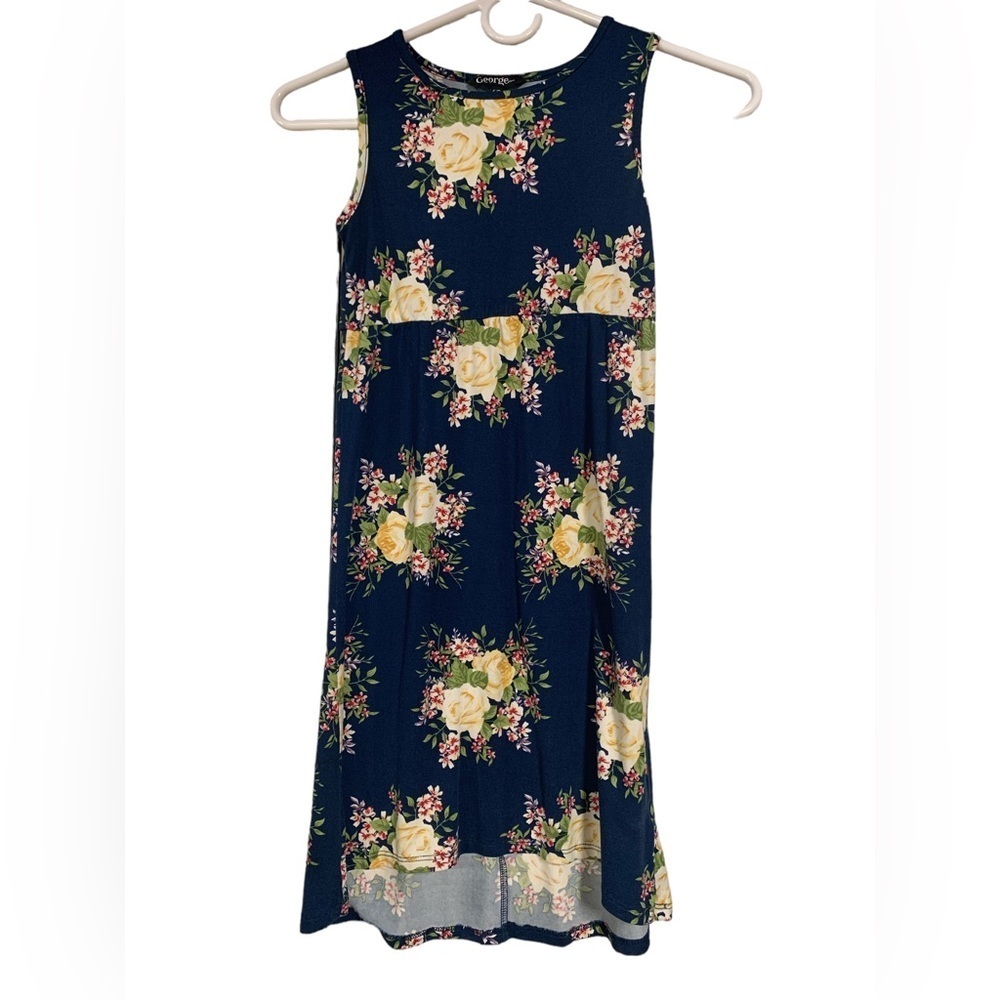 Girls George Navy Blue Flower Dress